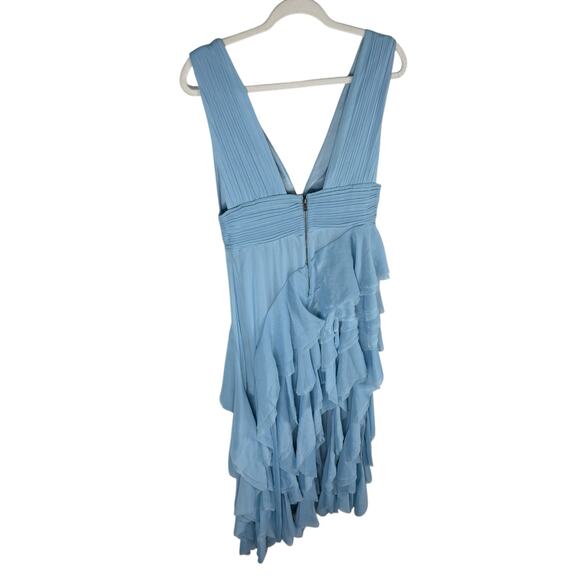 Alice + Olivia Holly Asymmetric Maxi Dress Tiered Ruffle Party Cocktail Blue 6 - Picture 7 of 14